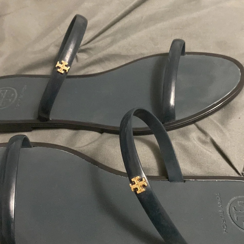 Tory Burch Navy Jelly Slip On Sandals Shoes Size 8